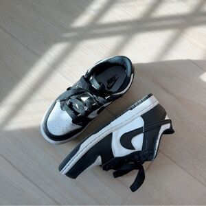 Nike Kids Dunk Low Black and White Sneakers 10.5C